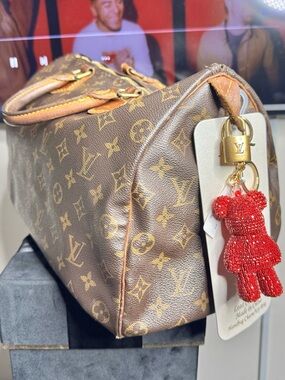 Natasha Red Rhinestone Teddy Bear Keychain Crystal Bag Charm Cute Gift NWT